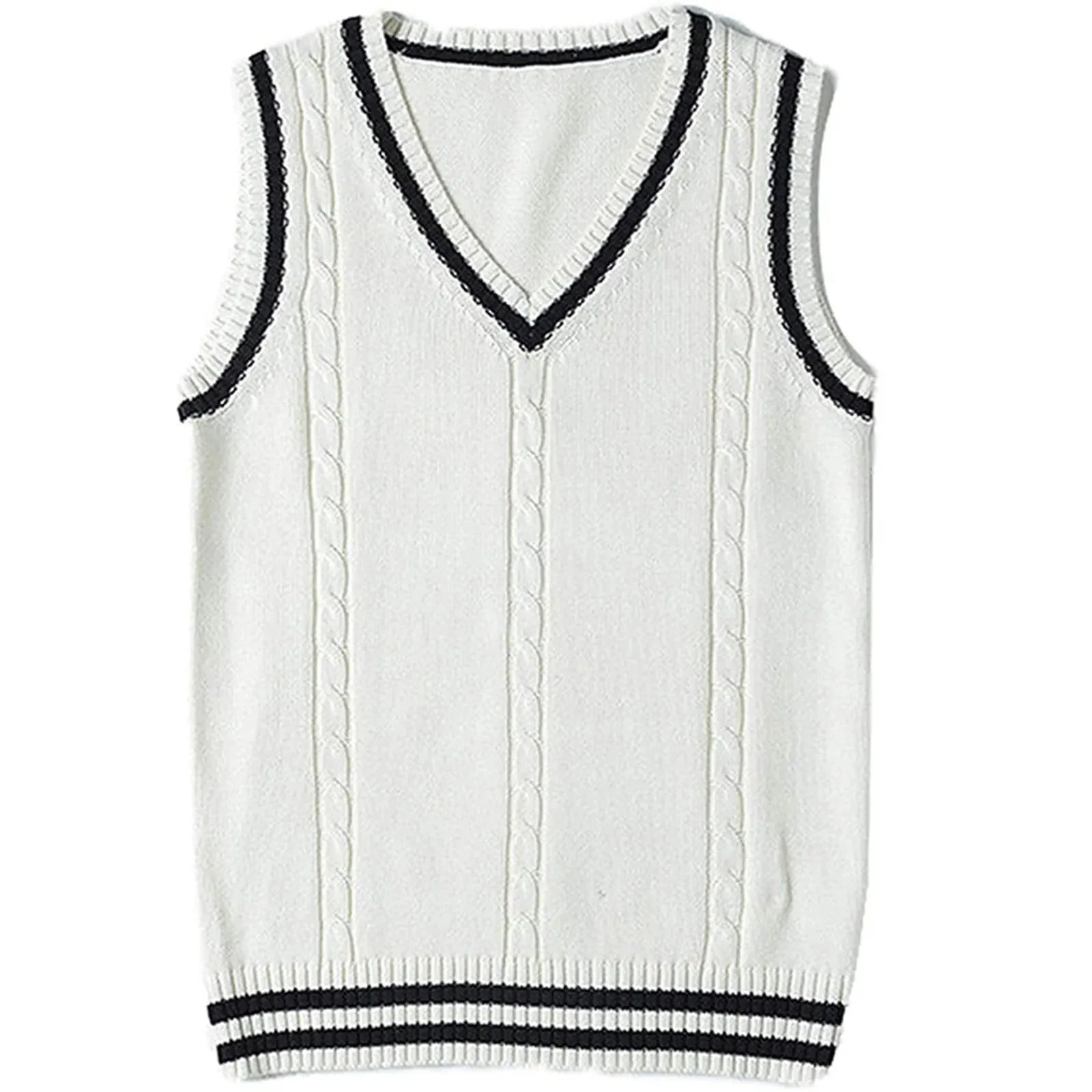 Gestreifte Pullover-Weste mit V-Ausschnitt für Damen - Image 7