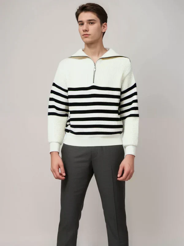 Gestreifter pullover mit reibverschluss - Image 3