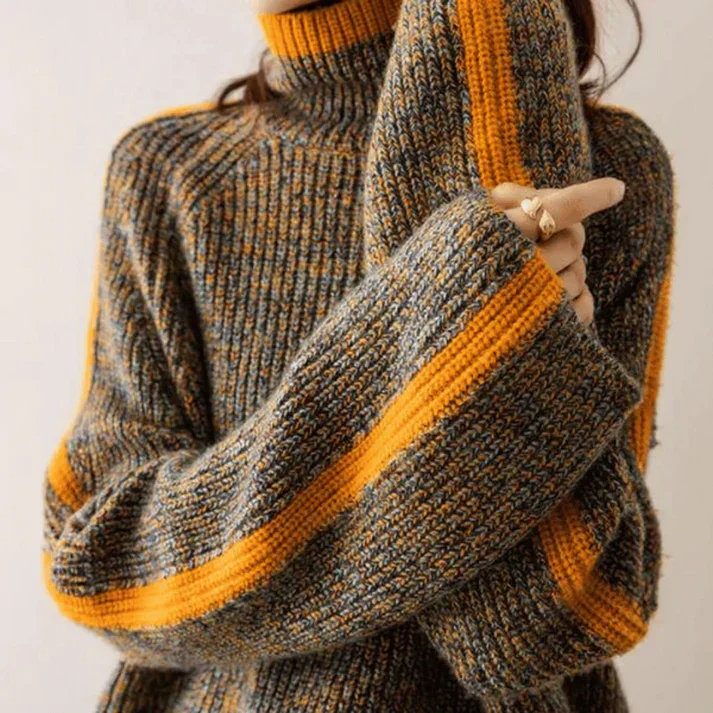 Gestreifter Rollkragenpullover – Kühne Wärme mit moderner Eleganz - Image 2