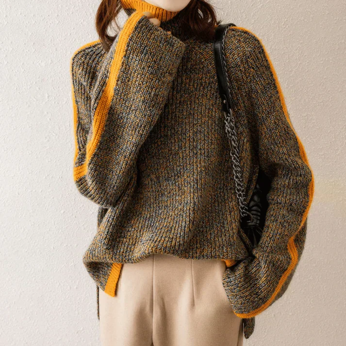 Gestreifter Rollkragenpullover – Kühne Wärme mit moderner Eleganz - Image 3
