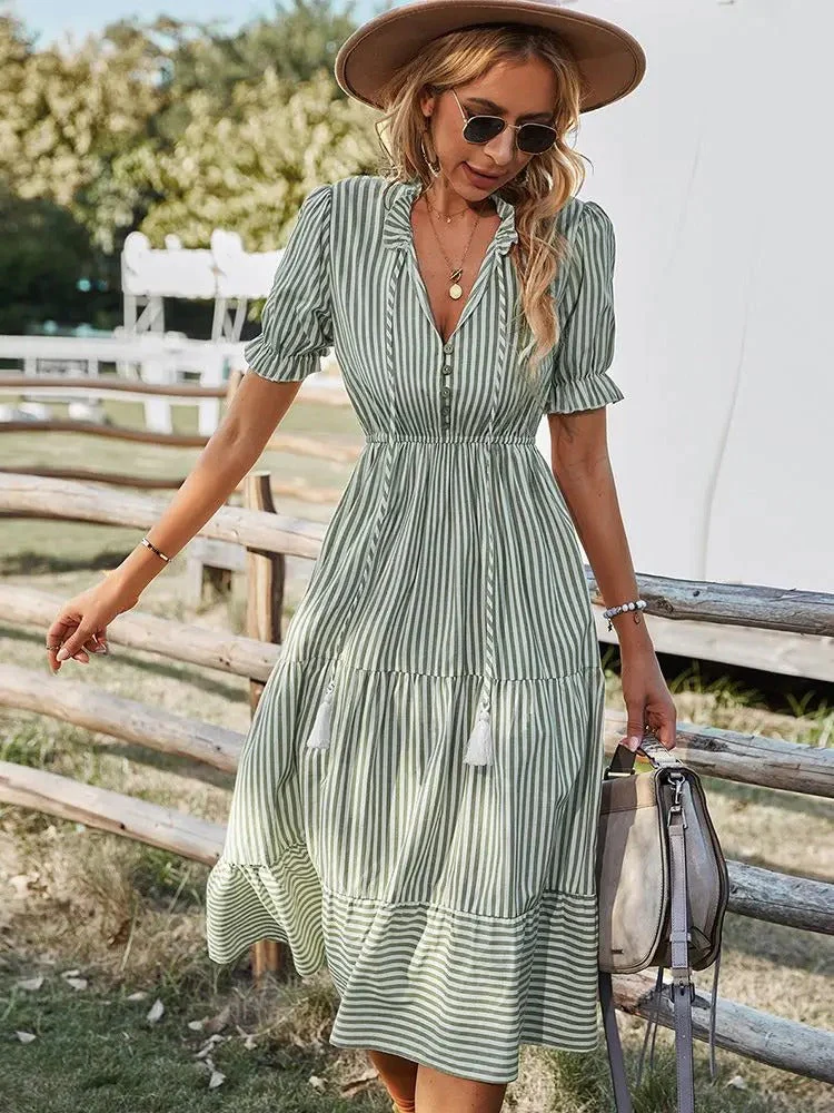 Gestreiftes fließendes Sommerkleid - Image 4