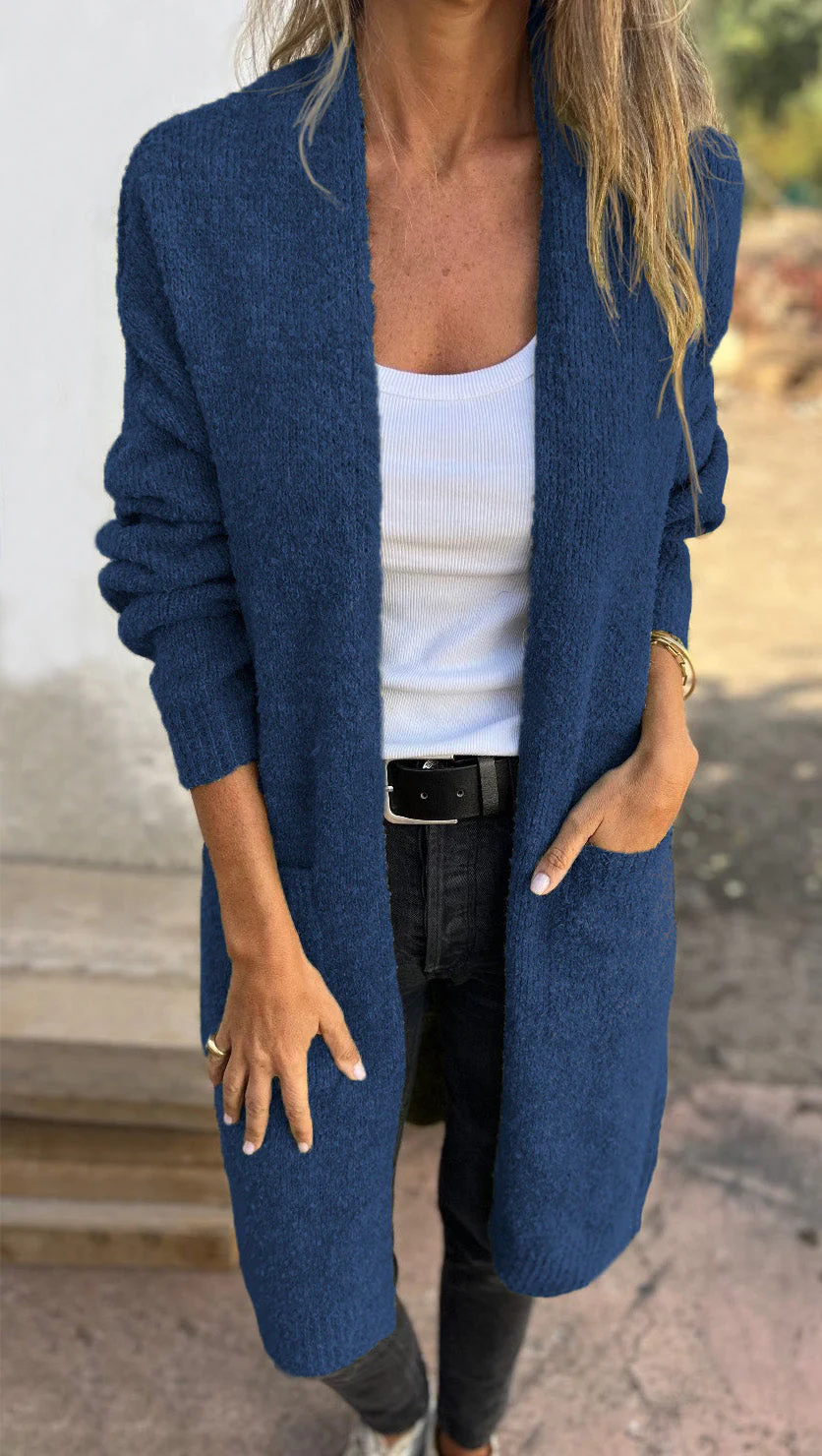 Gestrickter | übergroßer und lässiger Damenpulli mit Taschen - Image 9