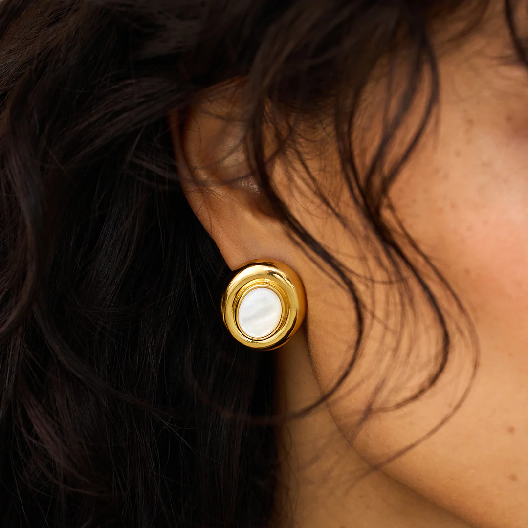 Giselle Gold Pearl Earrings - Image 3