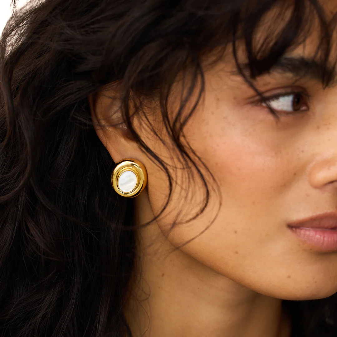 Giselle Gold Pearl Earrings - Image 4