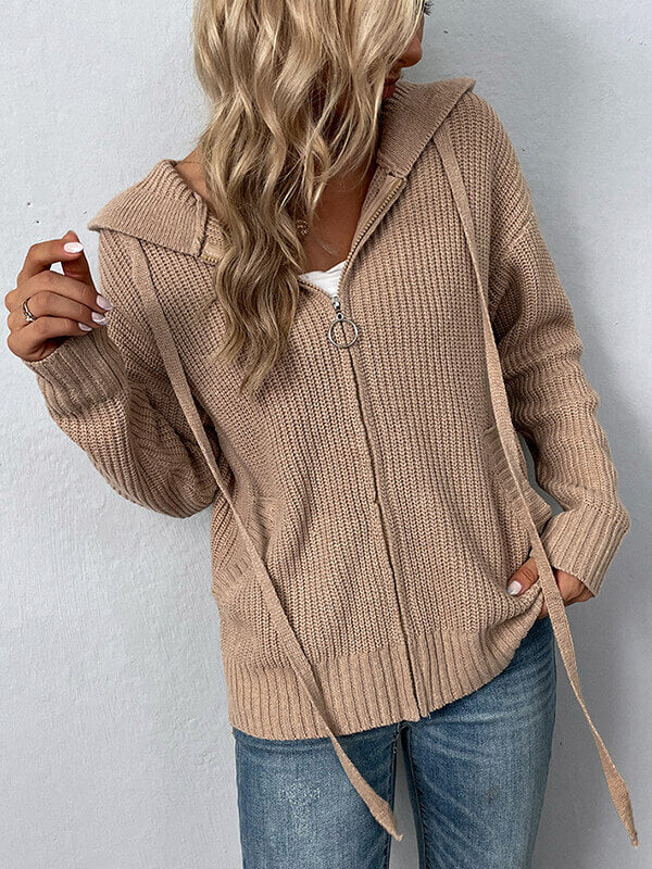 GITTA - LOCKERE STRICKJACKE MIT KAPUZE - Image 2