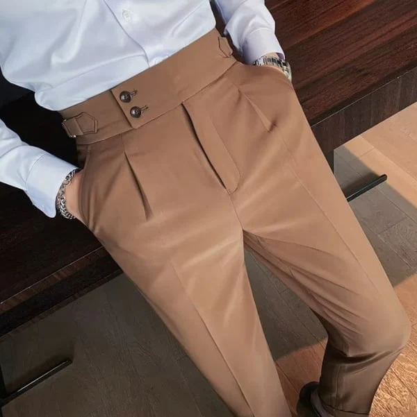 GiulioFontana | Einfarbige Gerade Casual Hose - Image 3