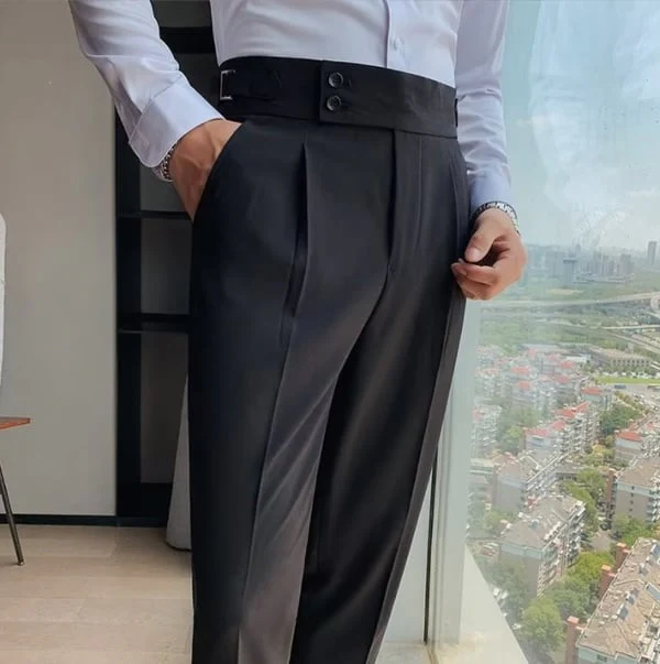 GiulioFontana | Einfarbige Gerade Casual Hose - Image 4