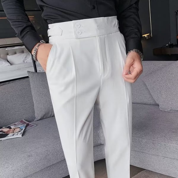 GiulioFontana | Einfarbige Gerade Casual Hose - Image 5