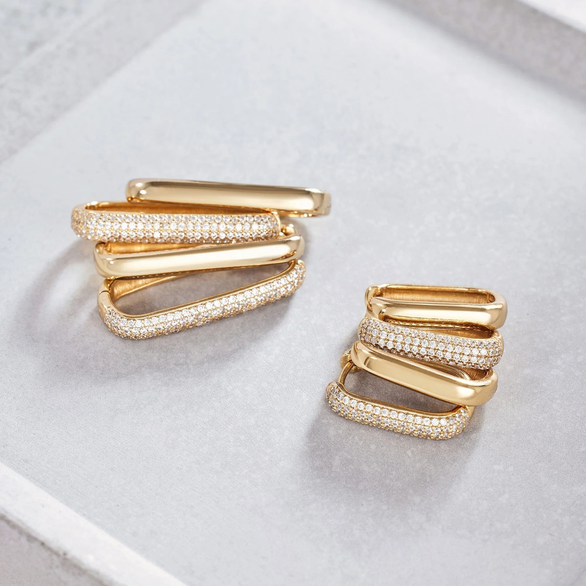 Gold Icon Pavé Hoop Earrings