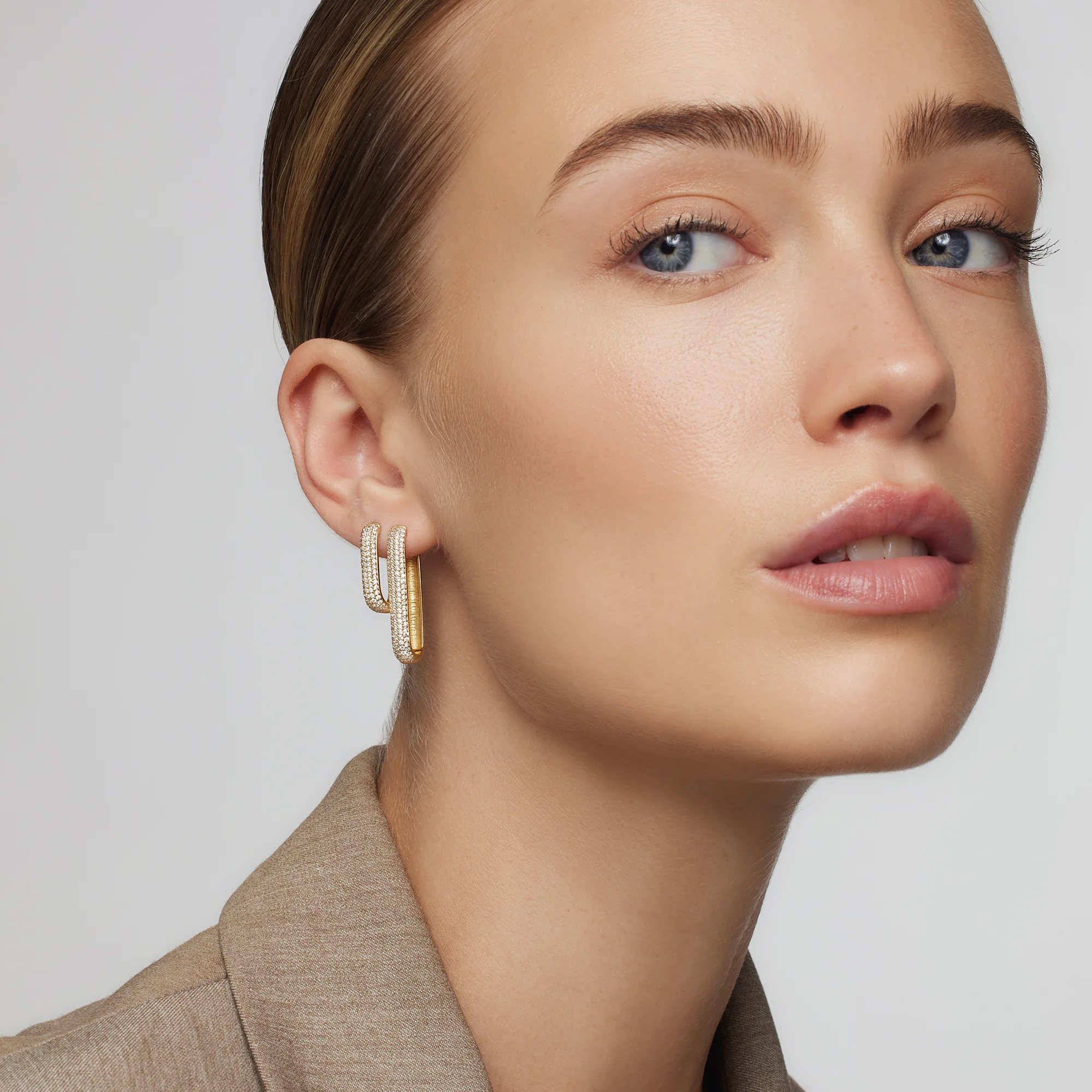 Gold Icon Pavé Hoop Earrings - Image 5