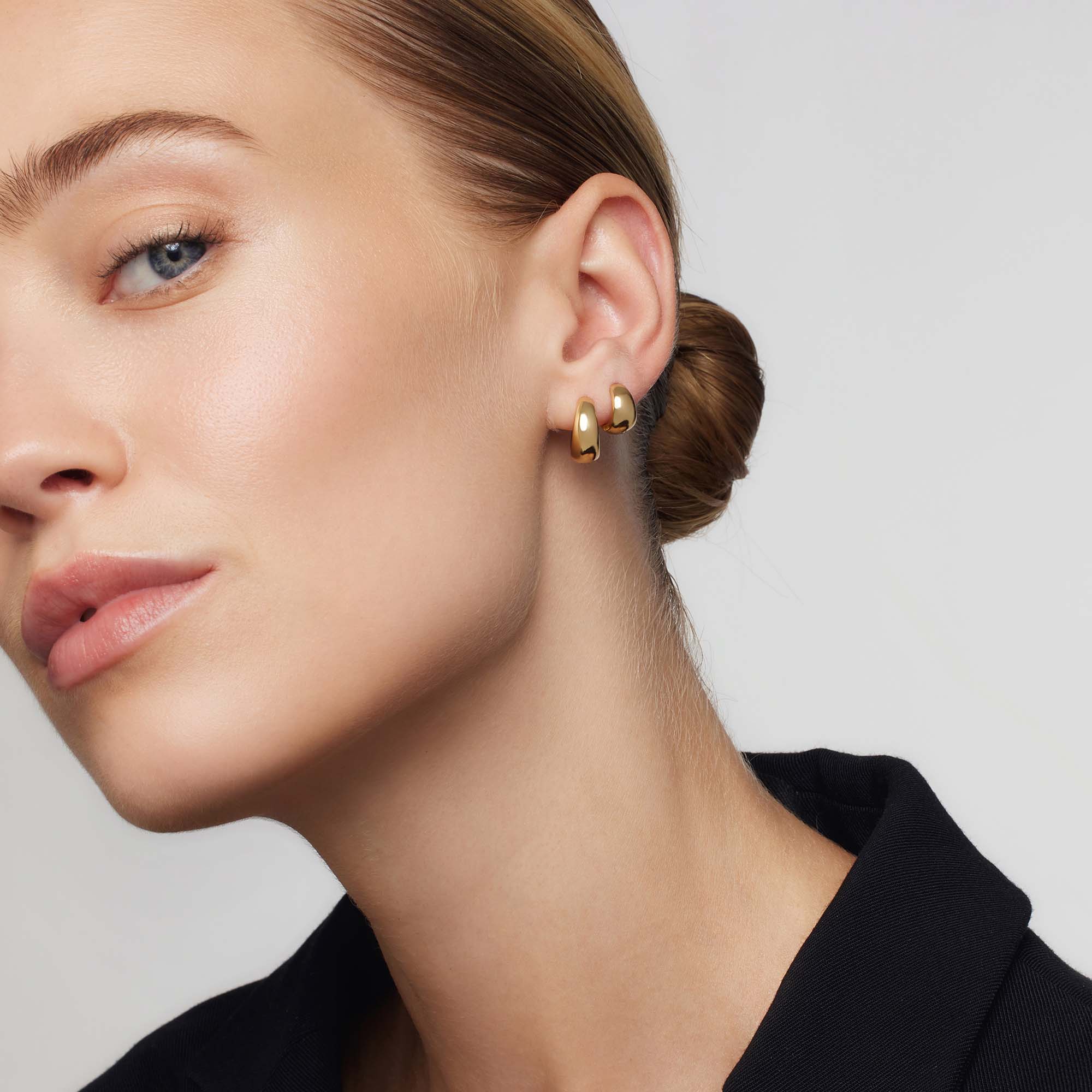 Gold Rue Mini Hoop Earrings - Image 3