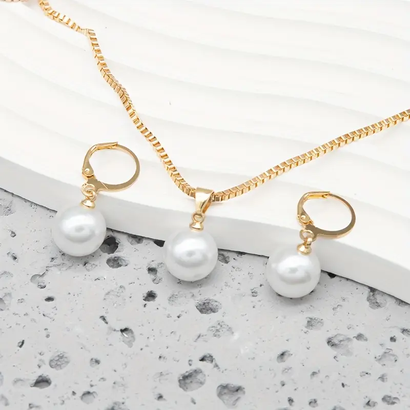 Goldene Grace Perlen Schmuckset - Goldfarben - Image 3