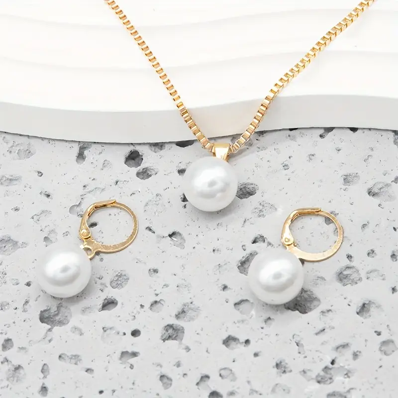 Goldene Grace Perlen Schmuckset - Goldfarben - Image 4