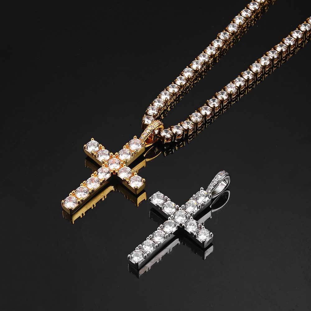 Goldene Halskette mit Moissanit-Kreuz - Image 4