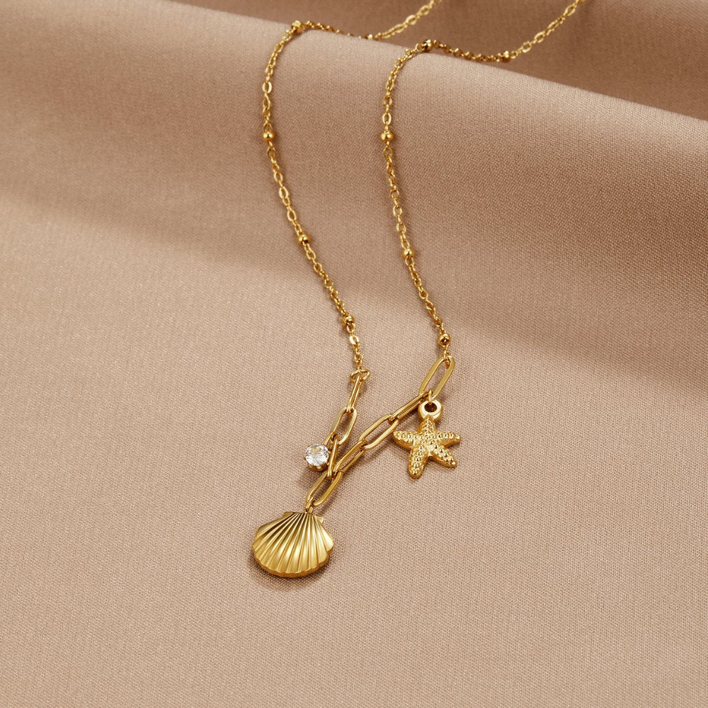 Goldene Muschel- und Seestern-Halskette - Image 3