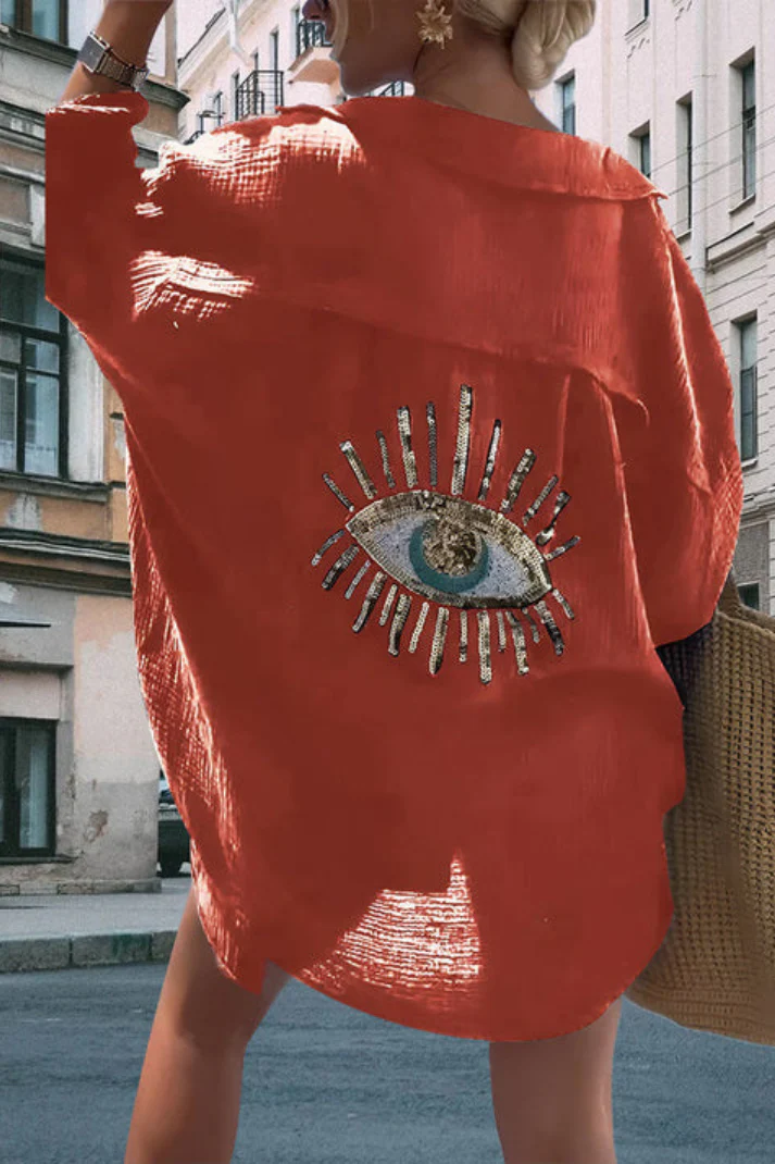 GÖNÜL - OVERSIZE-HEMD MIT PAILLETTEN-AUGENSTICKEREI - Image 7