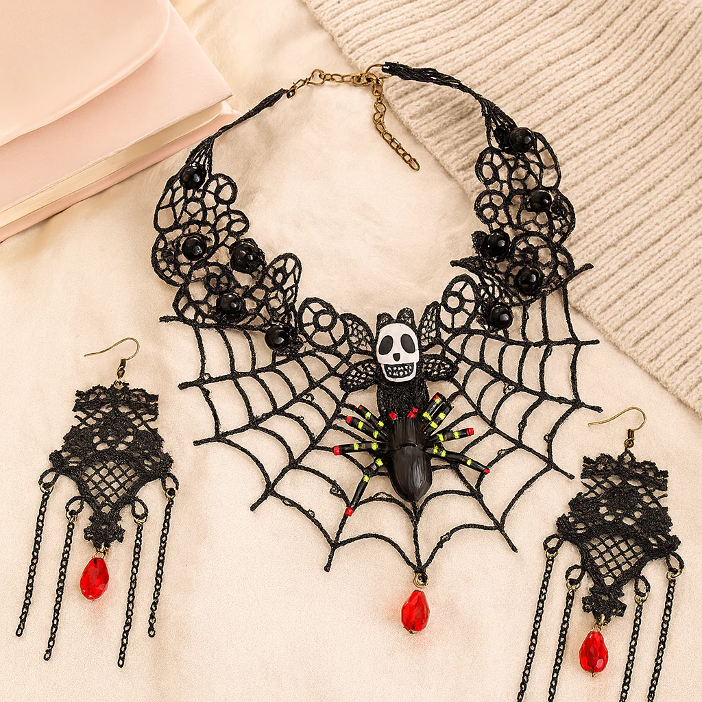 Gravira | Gothic-Spitzen-Schmuckset mit Spinnennetz (3-teilig) - Image 2