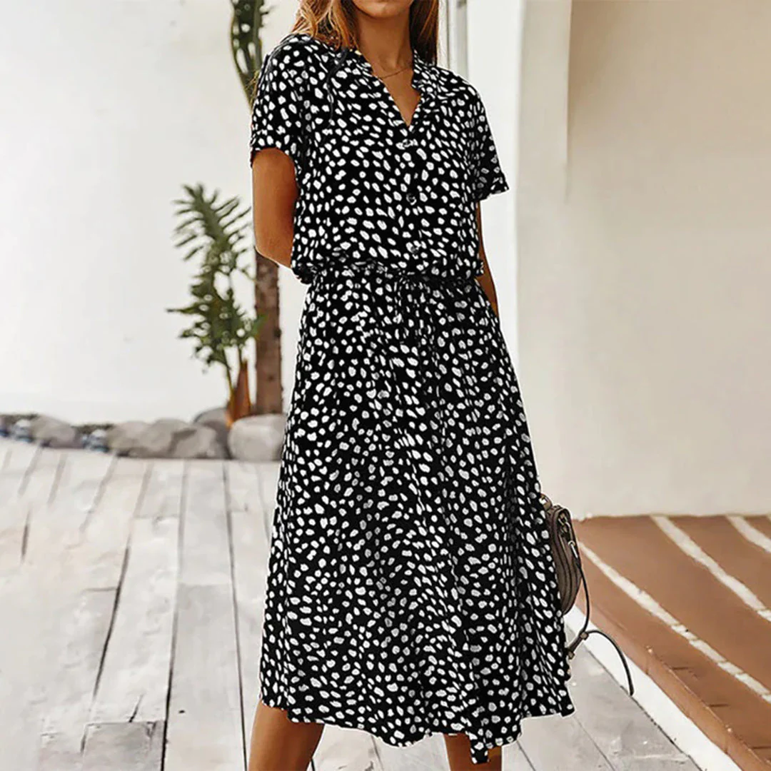 Graziella | Stilvolles und bequemes bedrucktes Kleid mit V-Ausschnitt für Frauen