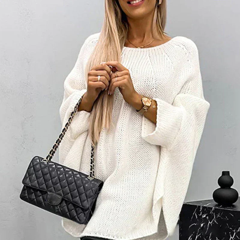 Grobstrickpullover Damen | Langer Ärmel Mit Bootsausschnitt