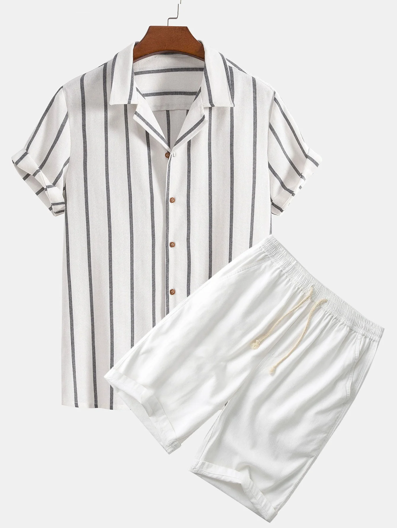 Gustav Gestreiftes Kurzarmhemd mit Shorts Set - Image 6