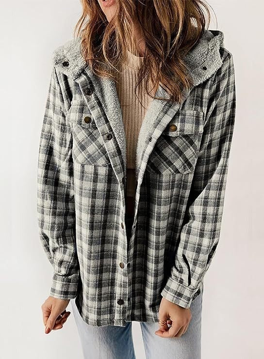 HALLE - KARIERTE JACKE MIT KAPUZE - Image 7