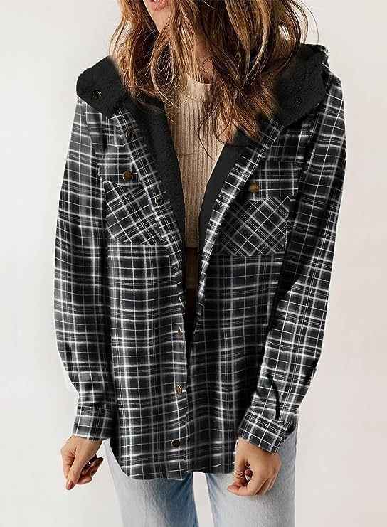 HALLE - KARIERTE JACKE MIT KAPUZE - Image 8