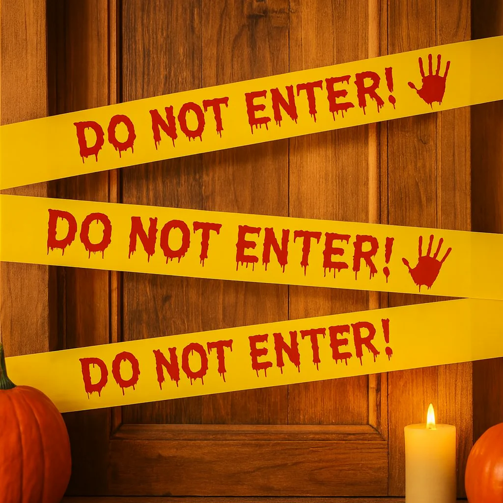 Halloween Warnband mit blutigen Handabdrücken – 25m Kunststoff Dekorolle für Horrorparty und Spukhaus - Image 2