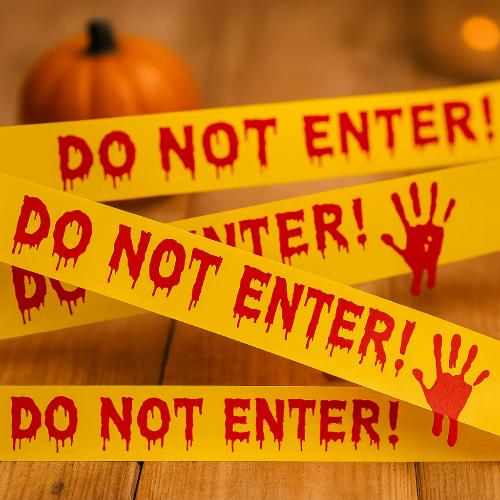 Halloween Warnband mit blutigen Handabdrücken – 25m Kunststoff Dekorolle für Horrorparty und Spukhaus - Image 3