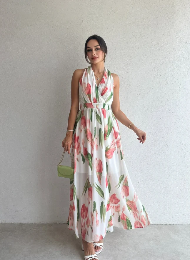 Halsey - Blumenmuster Maxikleid mit Neckholder - Image 3