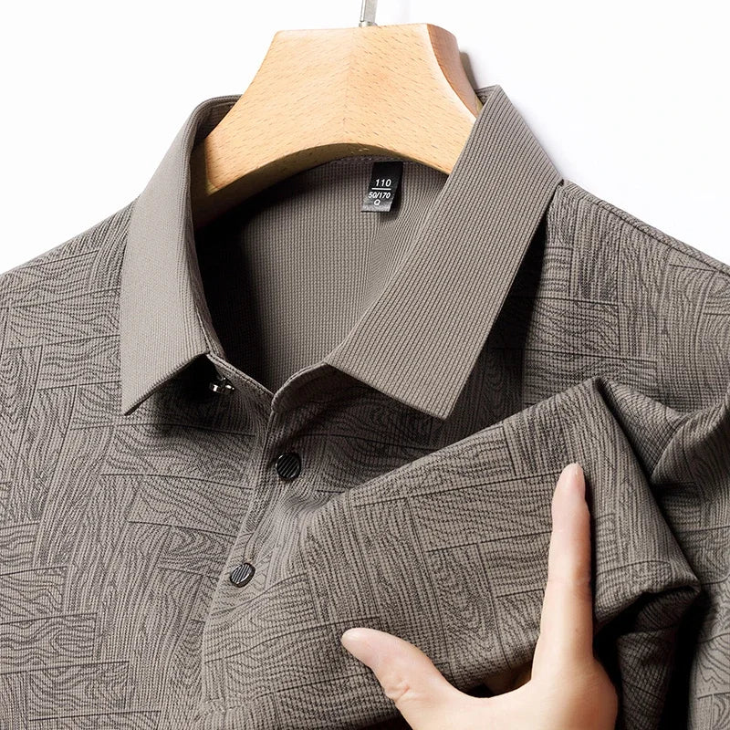 HARALD - POLOSHIRT MIT HOLZMASERUNG-MUSTER