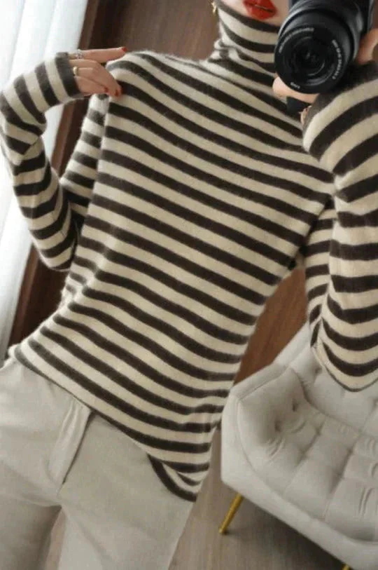HARPER | GESTREIFTER ROLLKRAGENPULLOVER - Image 2