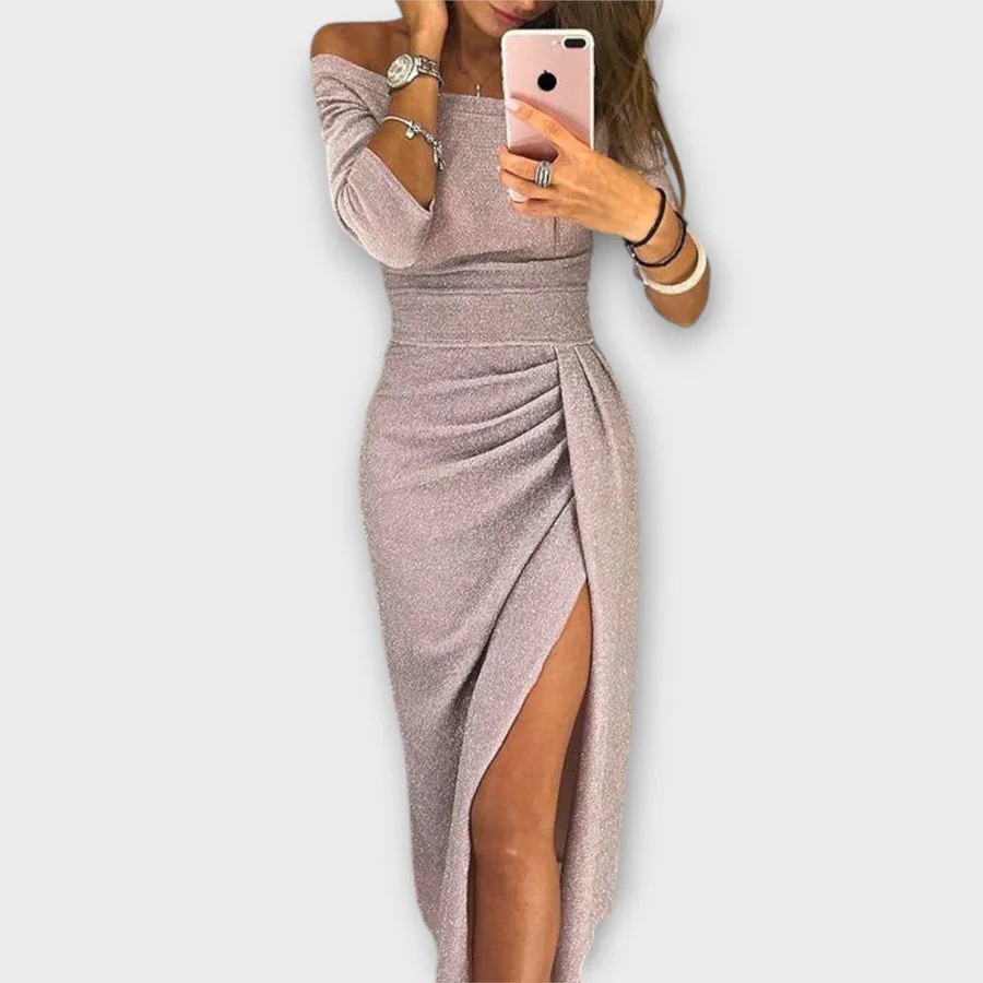 HATICE - KLEID MIDI ENG MIT SEITLICHEM SCHLITZ - Image 3