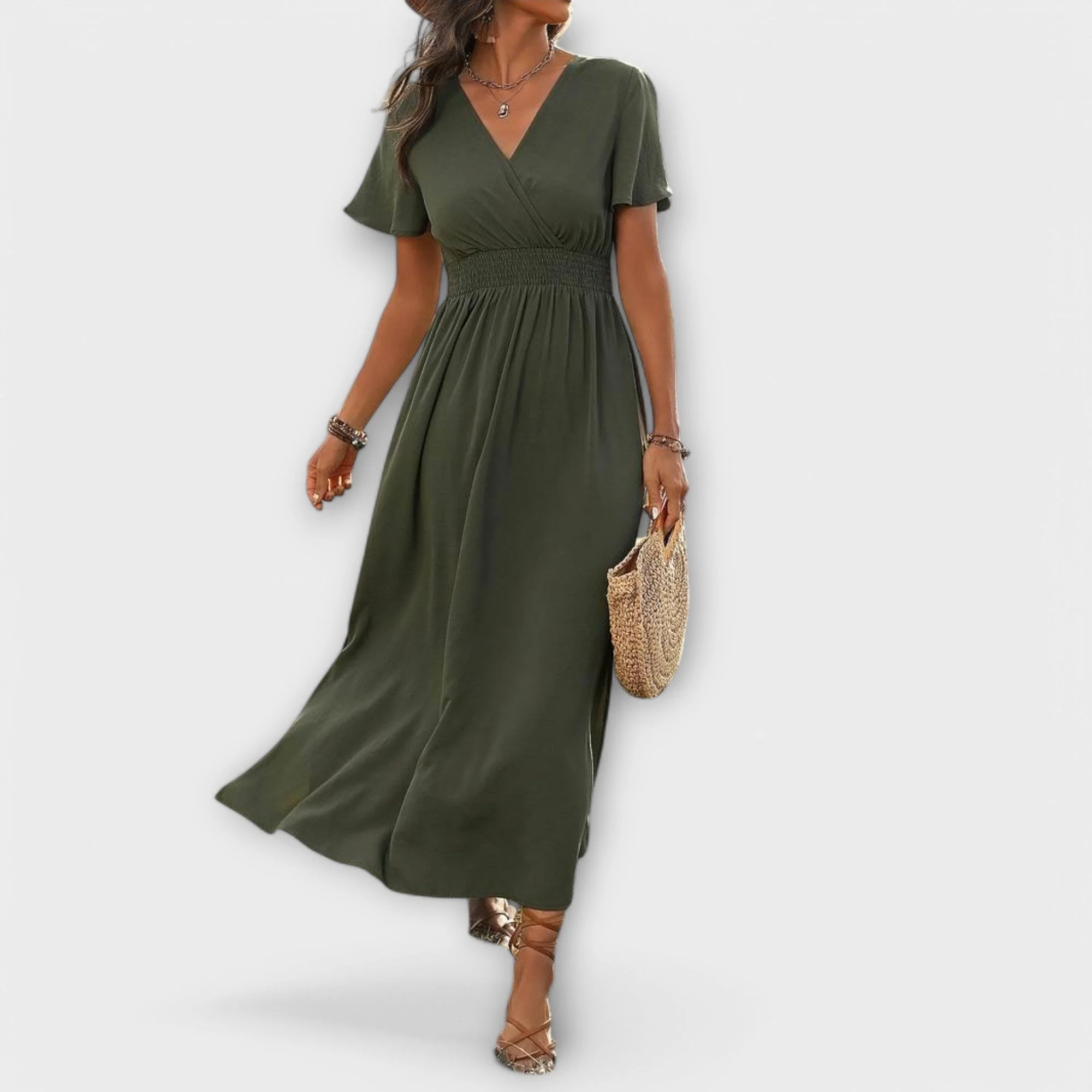 Heather - Elegantes Boho-Kleid mit V-Ausschnitt und langen Ärmeln - Image 4
