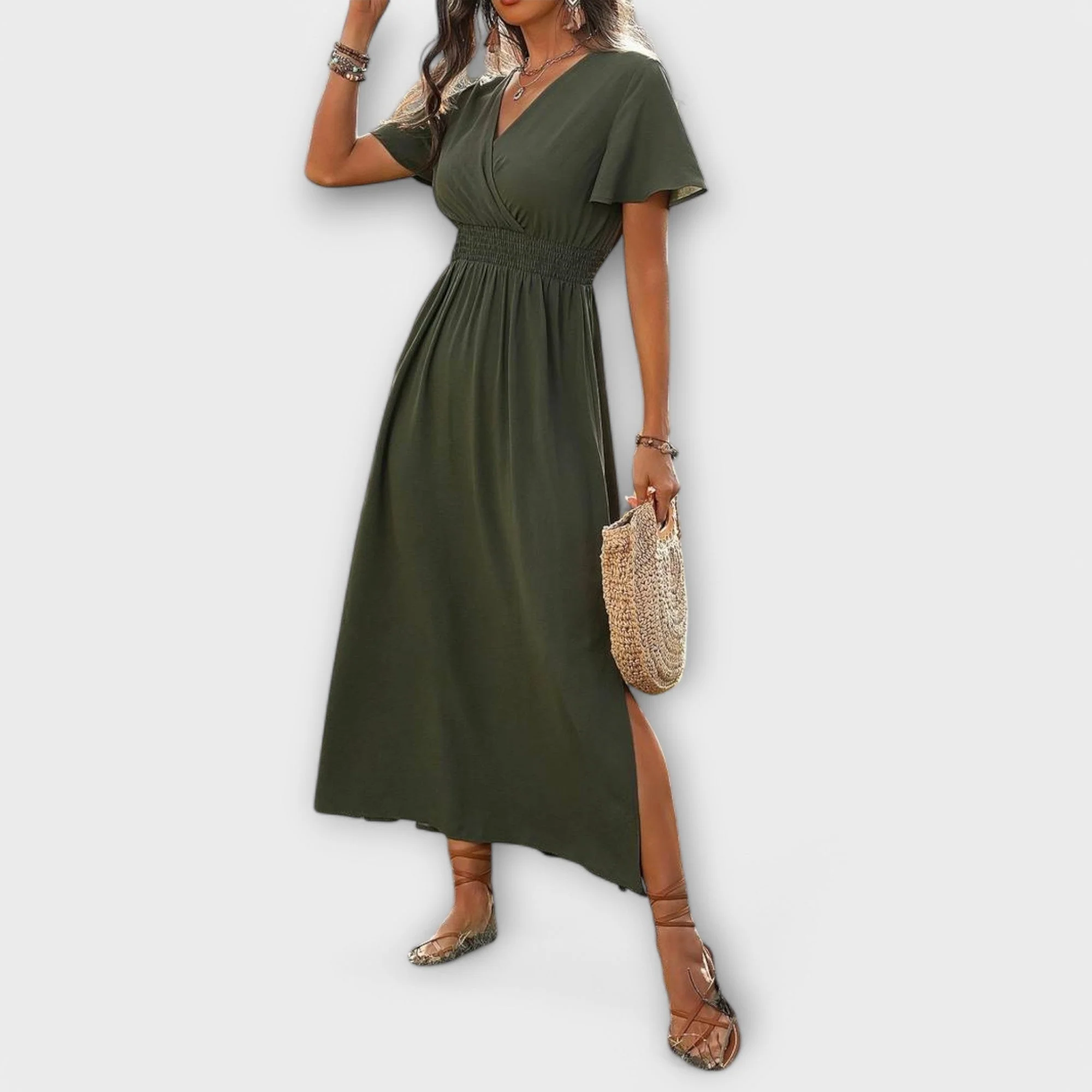 Heather - Elegantes Boho-Kleid mit V-Ausschnitt und langen Ärmeln - Image 6