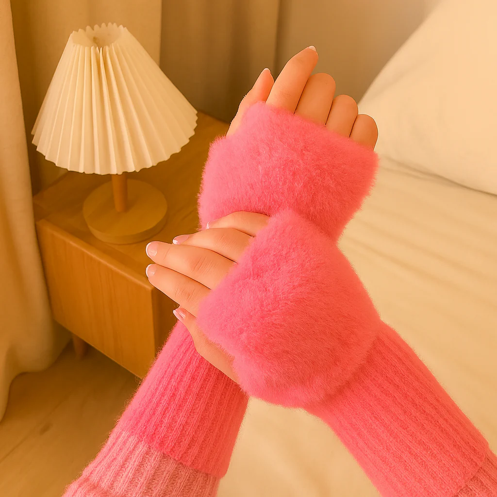 Heike | Fingerlose Plüsch-Strickhandschuhe - Image 5