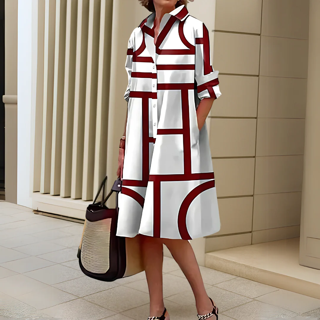 Helena™ | Elegantes Kleid mit geometrischem Muster - Image 2