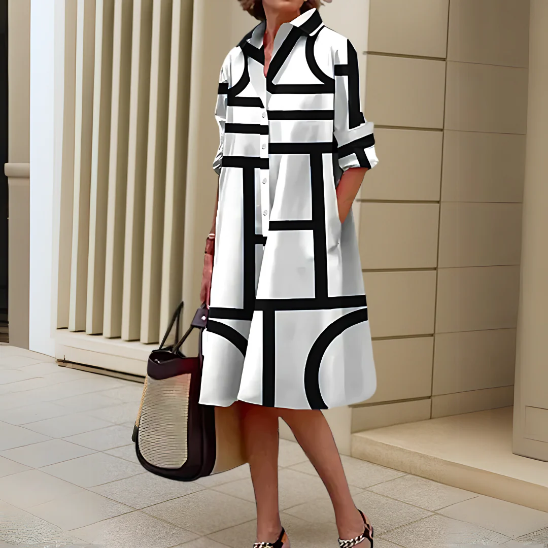 Helena™ | Elegantes Kleid mit geometrischem Muster - Image 3