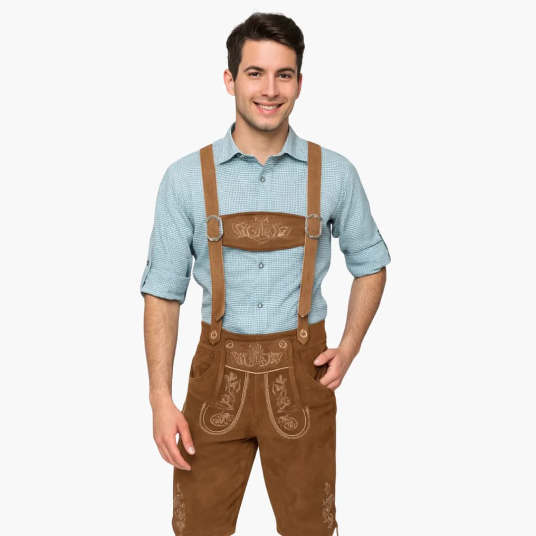 Helle Kniebund Lederhose für Herren - Oktoberfest 2025 - Image 3