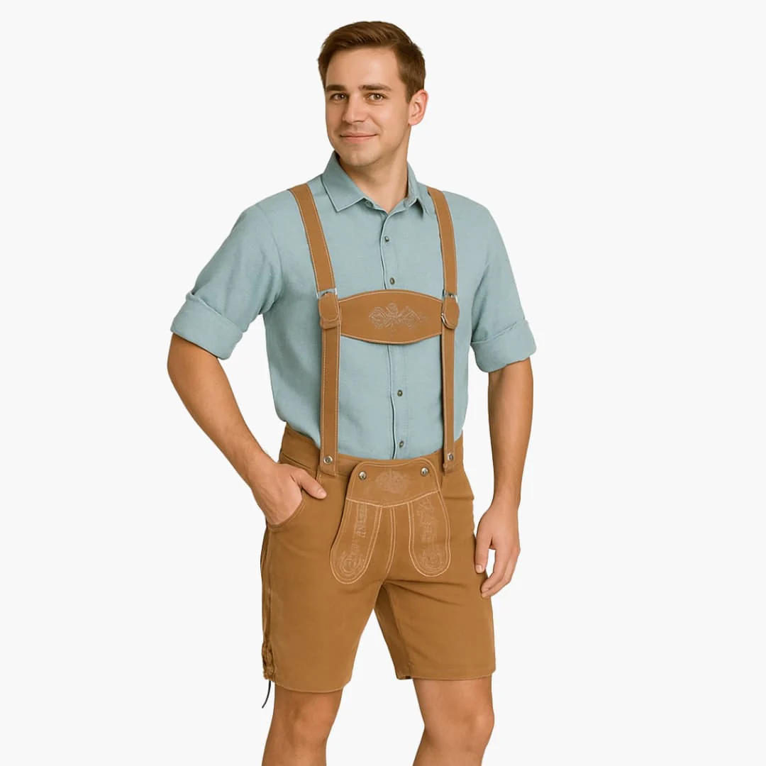 Helle Lederhose mit Hemd für Herren - Oktoberfest 2025