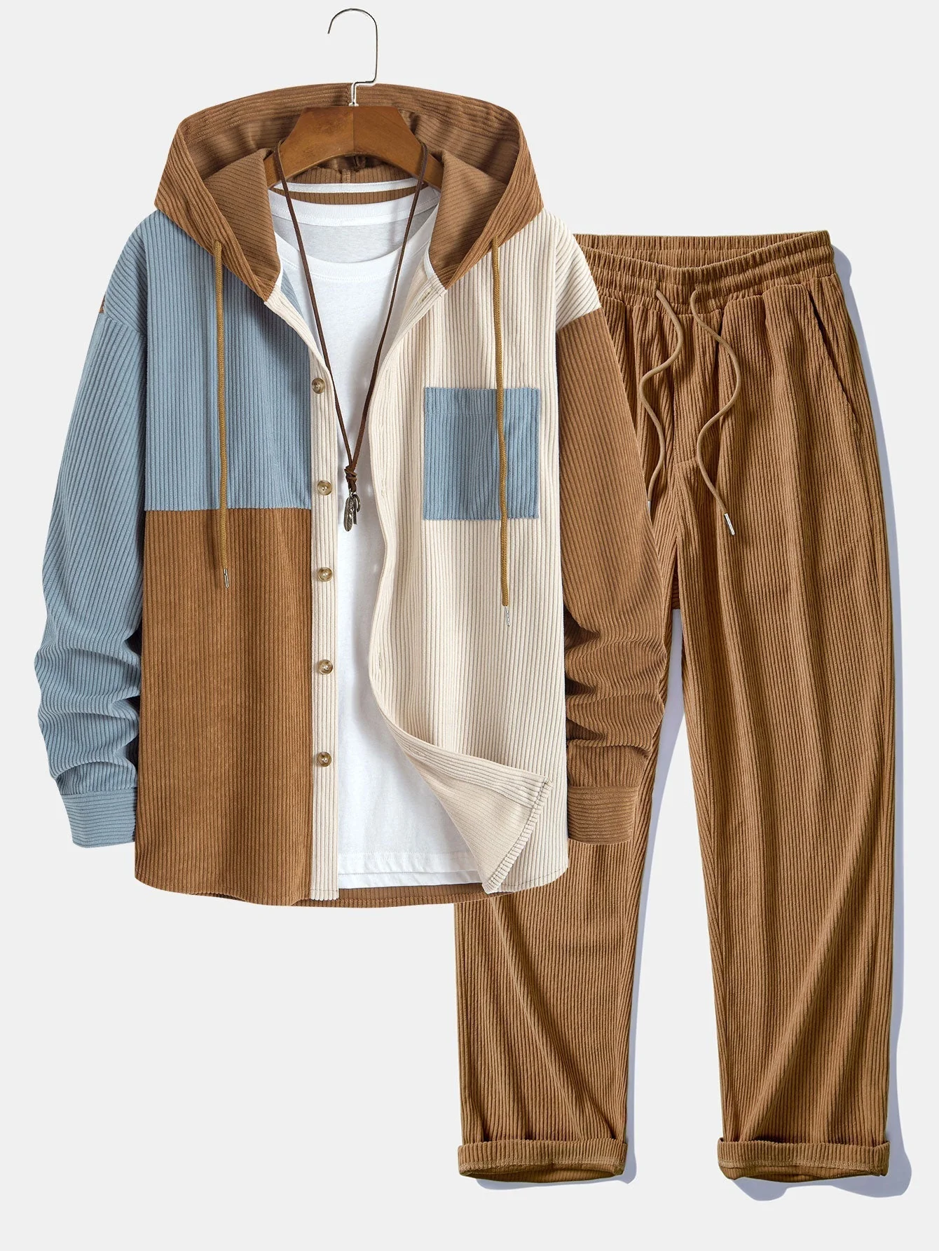 Herk – Set Aus Kapuzenpullover Und Hose Aus Cord Patchwork - Image 4