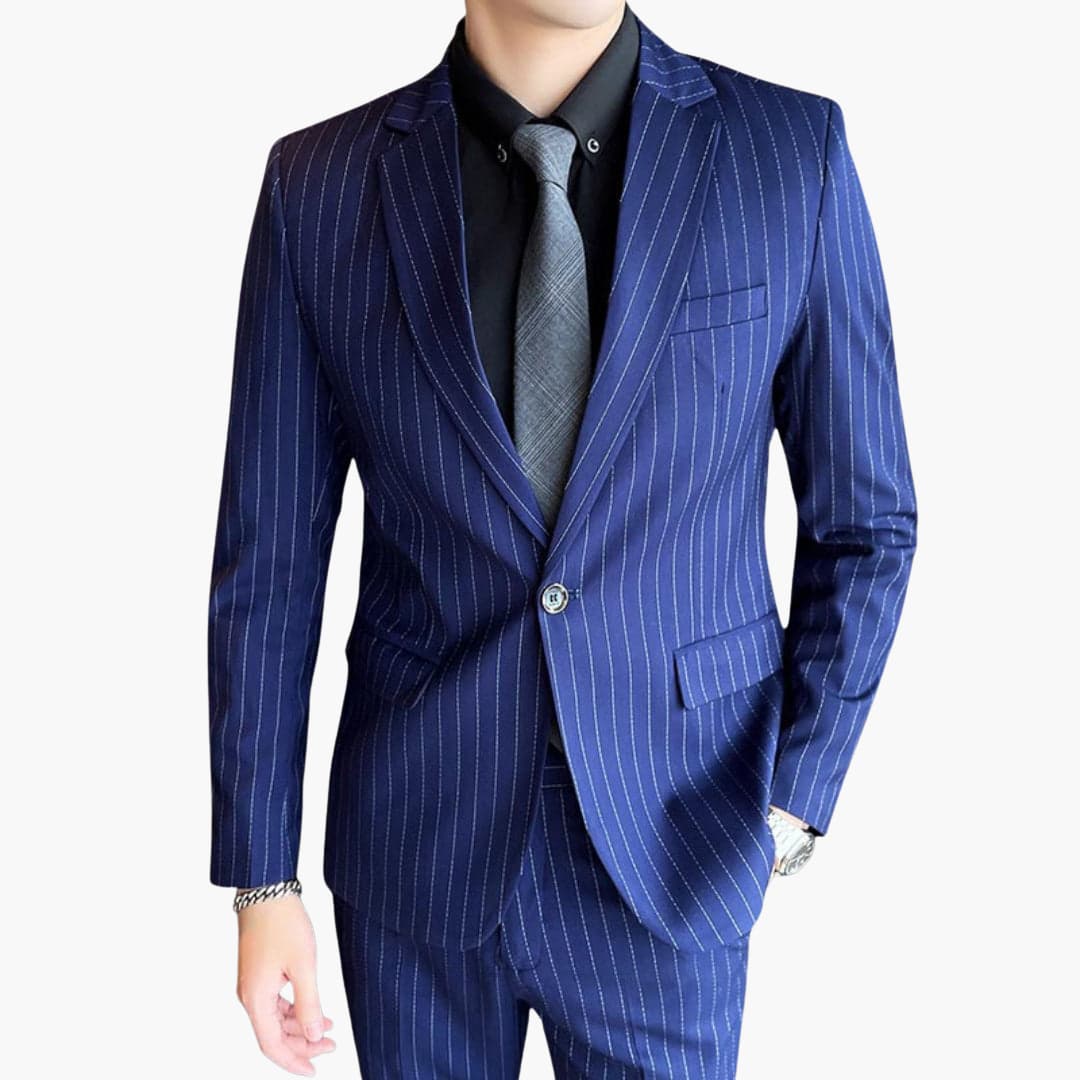 Herren Anzug mit Nadelstreifen und Slim Fit Sakko