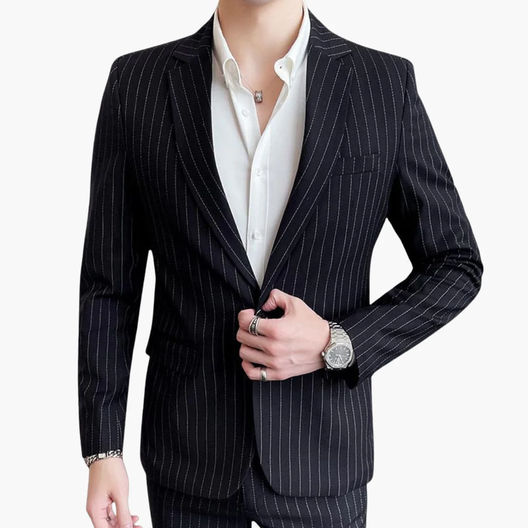 Herren Anzug mit Nadelstreifen und Slim Fit Sakko - Image 3
