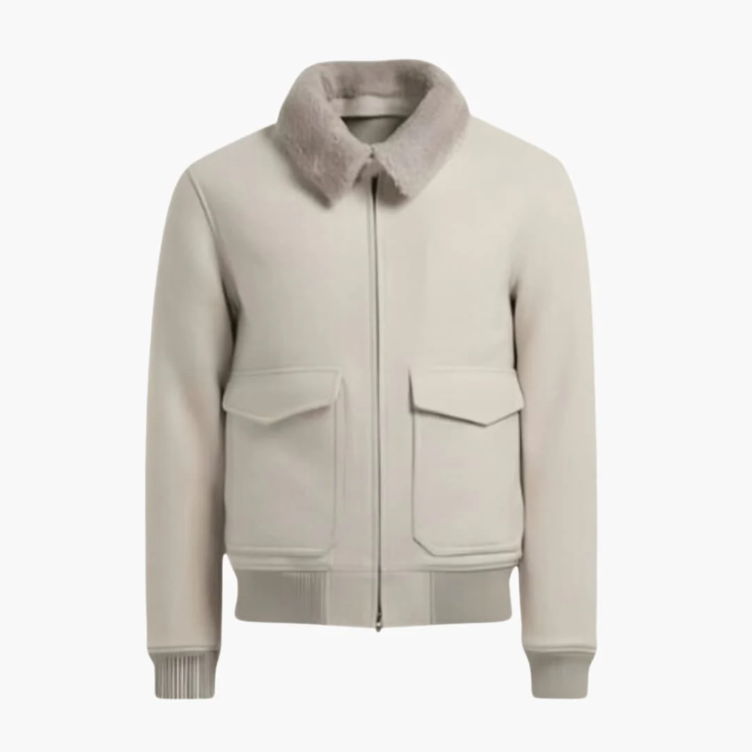 Herren-Bomber jacke mit Reißverschluss und Fleecekragen