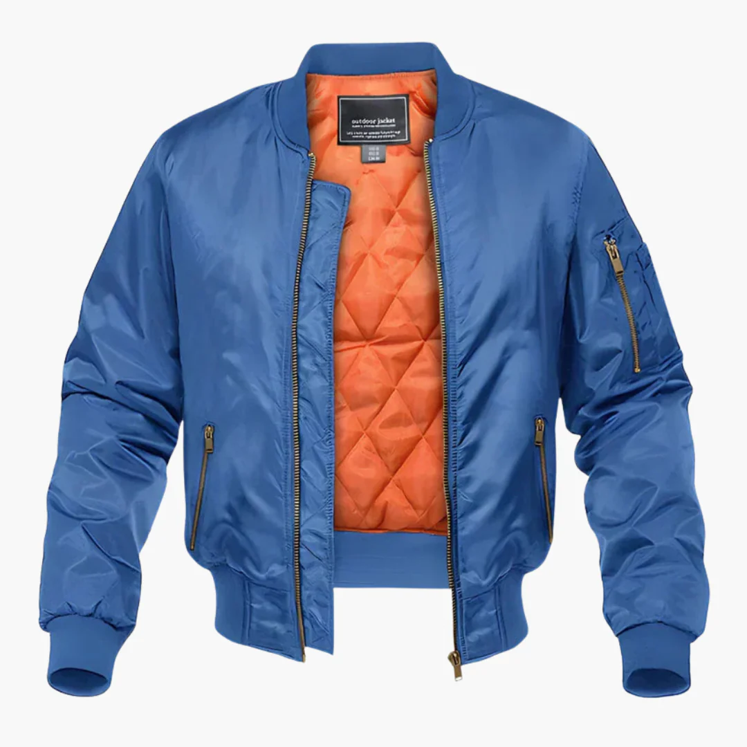 Herren Bomberjacke mit geripptem Saum und gestepptem Futter
