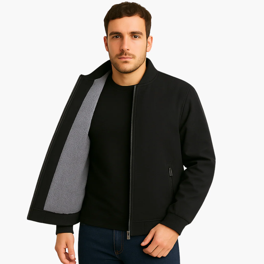 Herren Bomberjacke mit Reißverschluss und Fleece Futter - Image 2