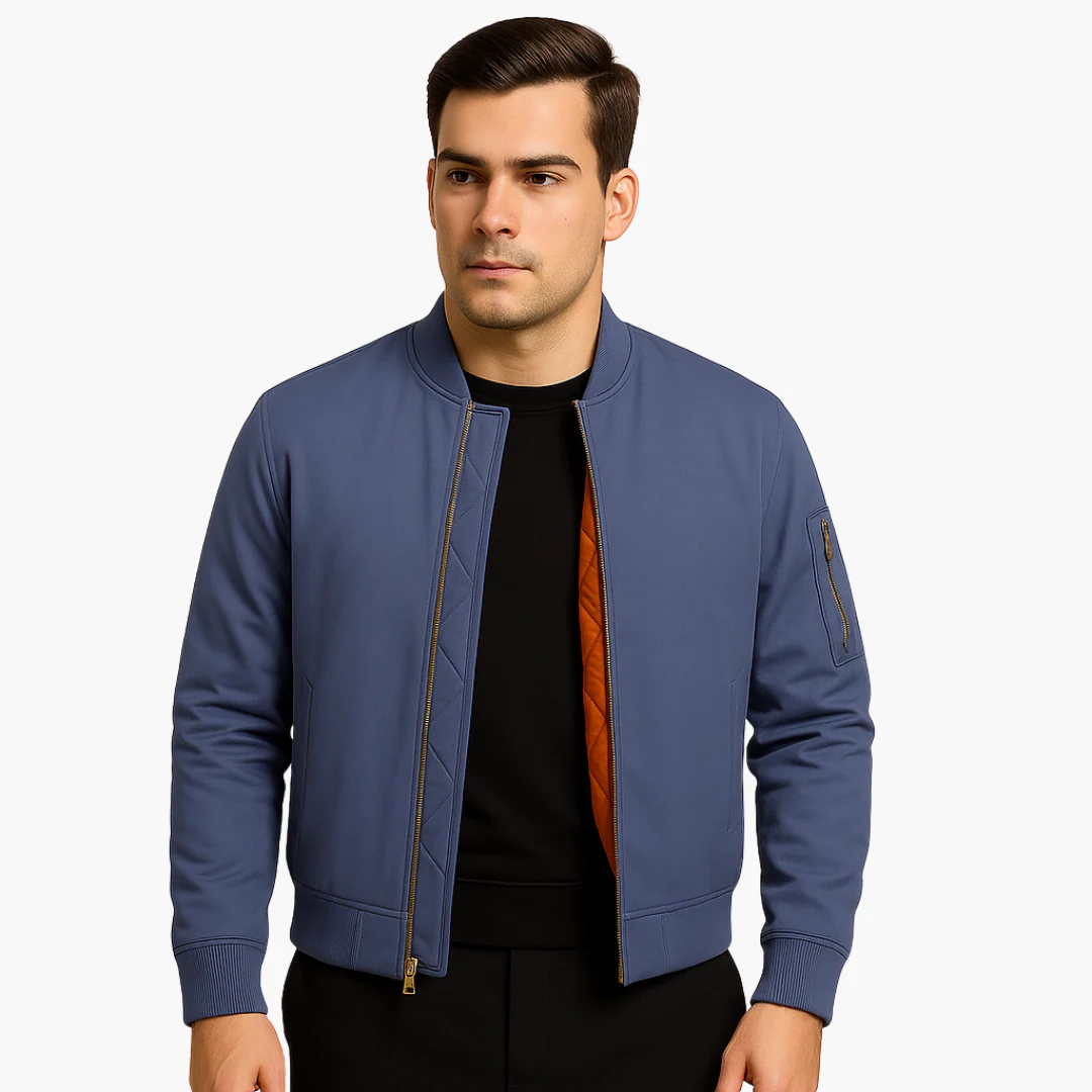 Herren Bomberjacke mit Reißverschluss und Rippbündchen - Image 6