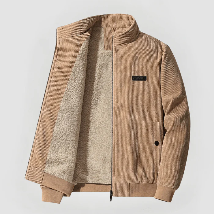 Herren Cordjacke mit Durchgehendem Reißverschluss und Geripptem Saum - Image 5