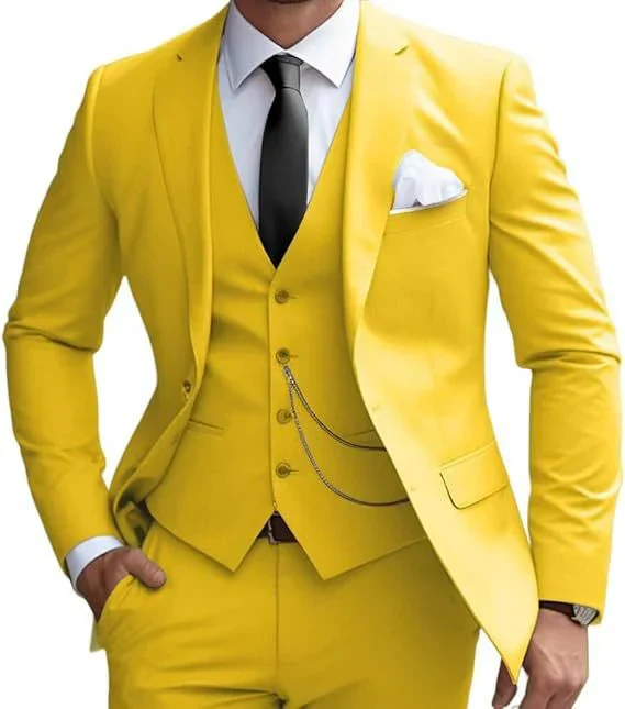 Herren dreiteiliger Anzug mit Revers Weste und flacher Hose - Image 4