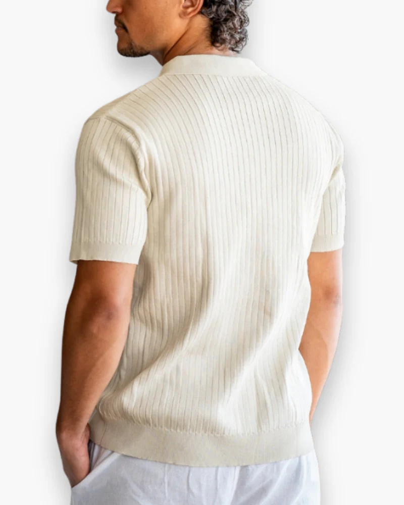 Herren Elegantes Geripptes Poloshirt | Klassisch - Image 3
