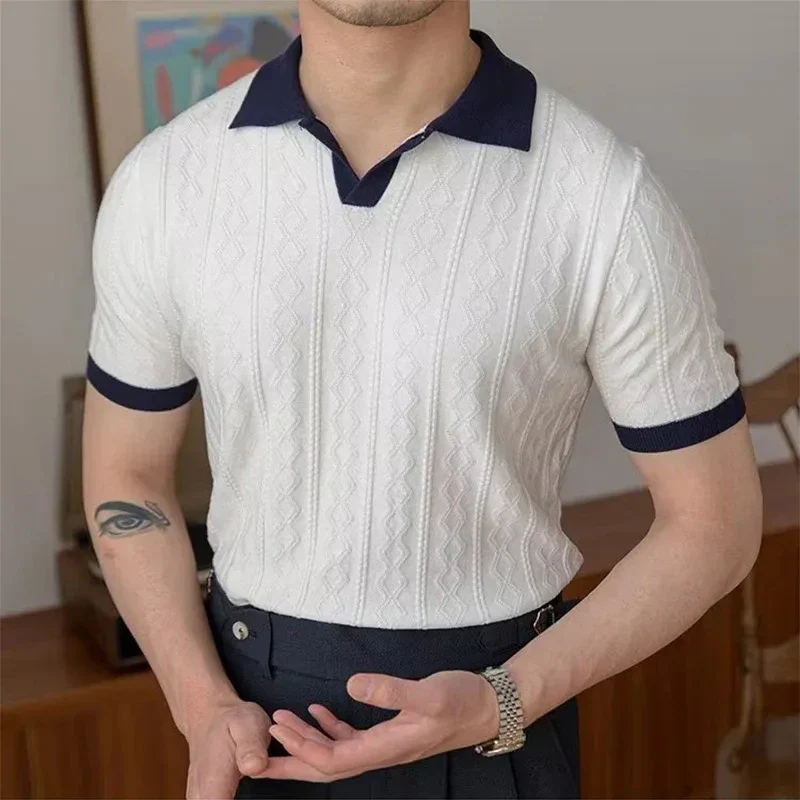 Herren elegantes Jacquard-Poloshirt | Kurzarm - Image 2
